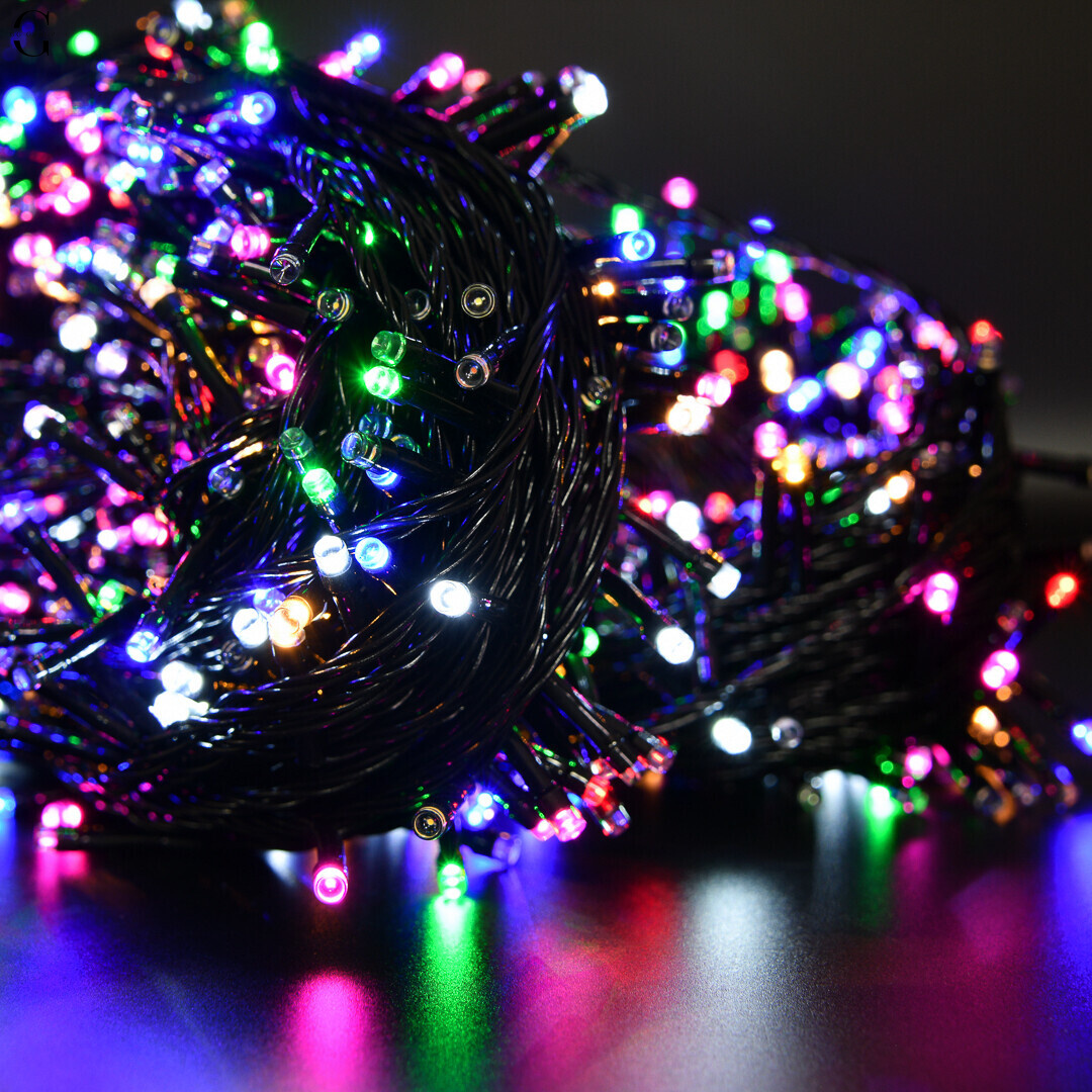 Світлодіодна гірлянда Нитка 1000 Led чорний дріт 50 метрів мультик 
